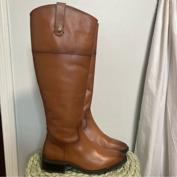 NWOB Sam Edelman Drina Brown Leather Burnished Tall Boho Riding Boots - Picture 5 of 14